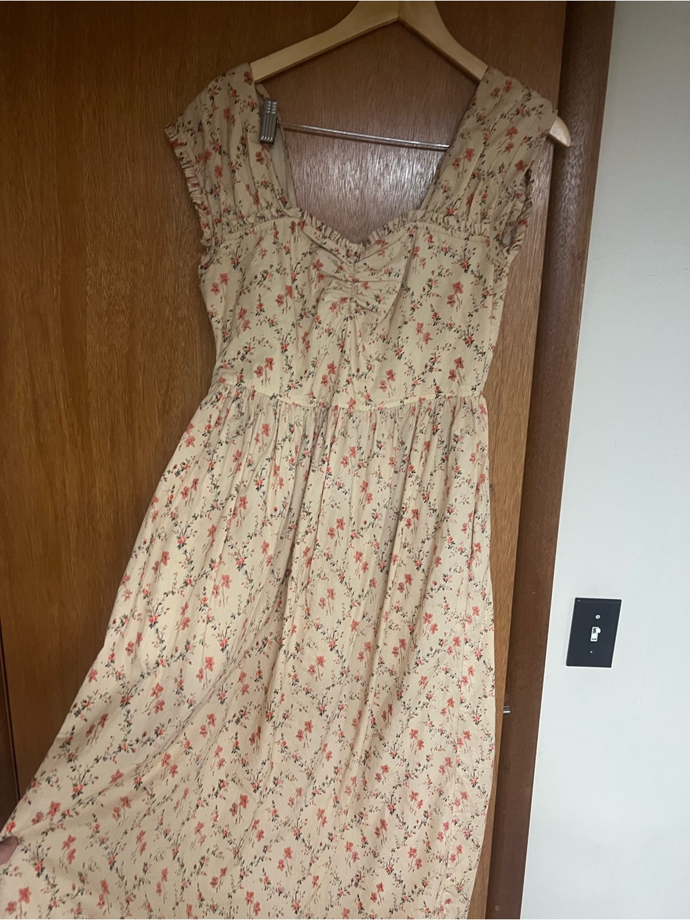 Christy Dawn Luciana Dress Pansy Cream Maxi Dress with Red Floral Print